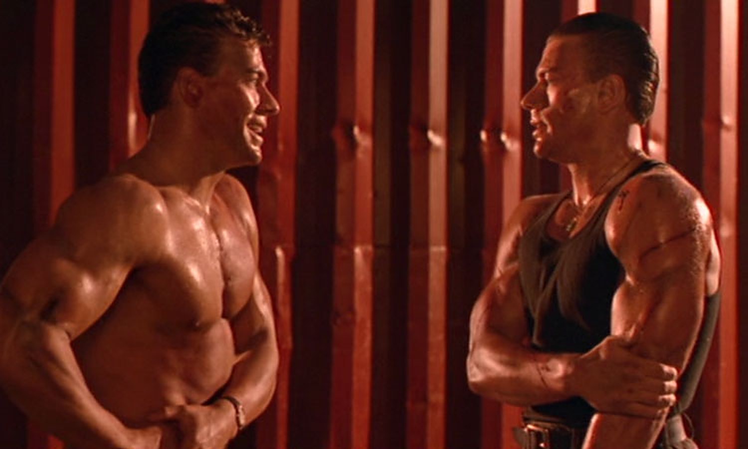 Chad et Alex Wagner face à face, joués par Jean-Claude Van Damme — Double Impact