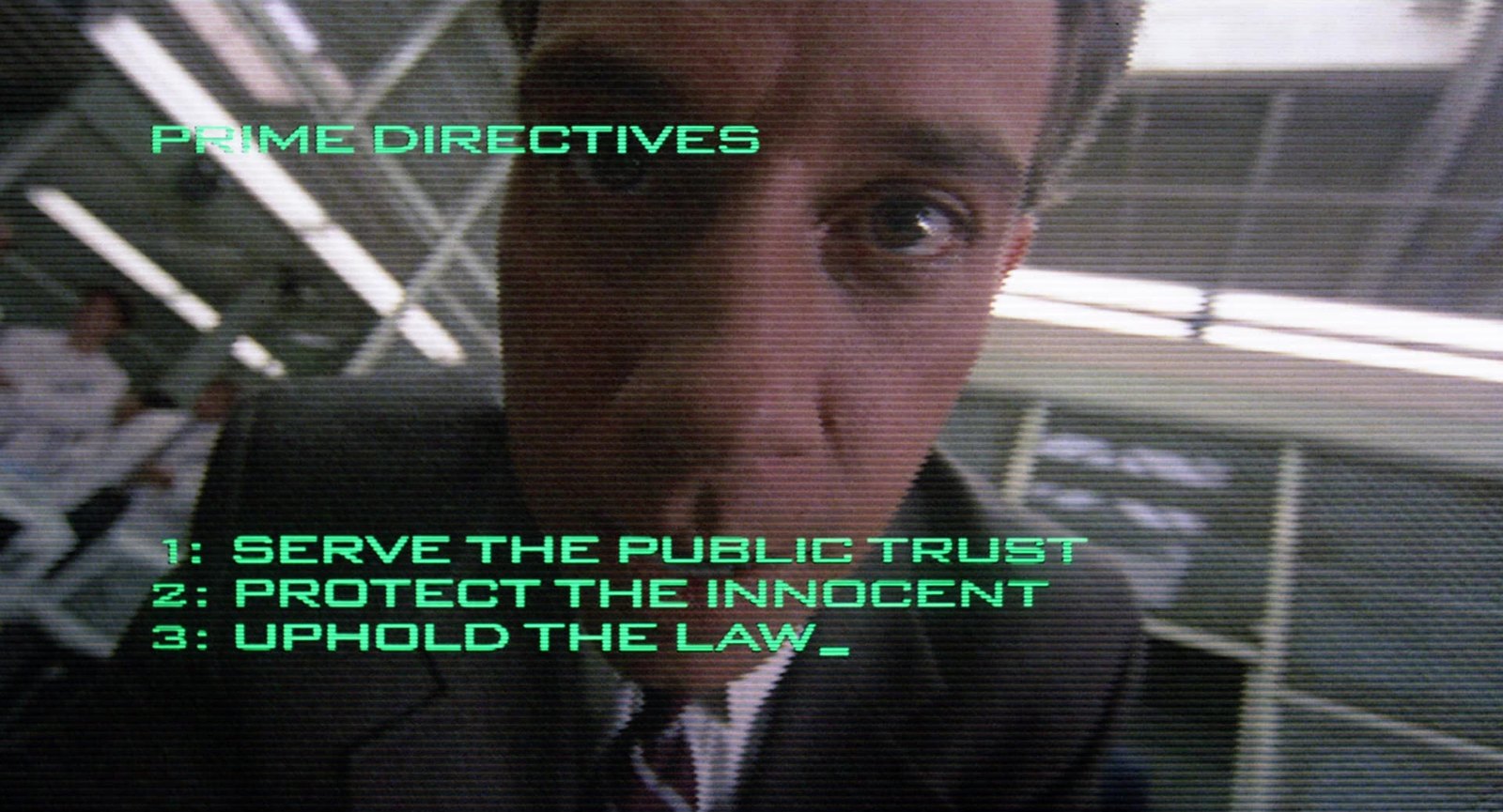 Les directives de RoboCop affichées à l'écran